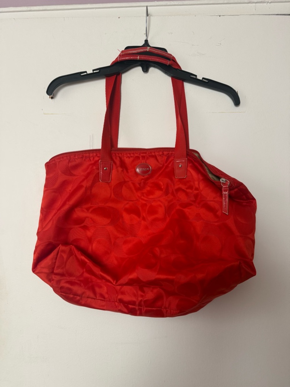 Coach Red Signature Nylon Tote